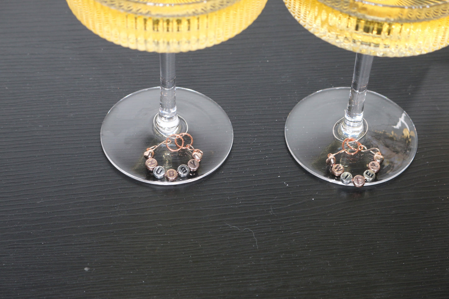 Hubby & Wifey Glass Stem Charm Pair